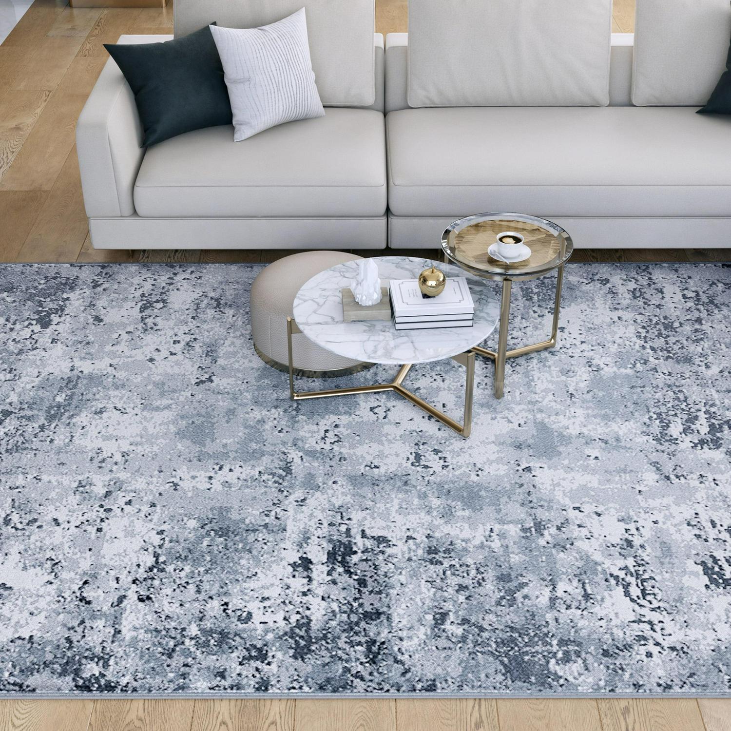 Bliss Rugs Modern Contemporary Abstract Area Rug, Indoor Rugs for Living Room, Dining Room, Bedroom | Gray, 5' x 7' (5'3''x7'3'')