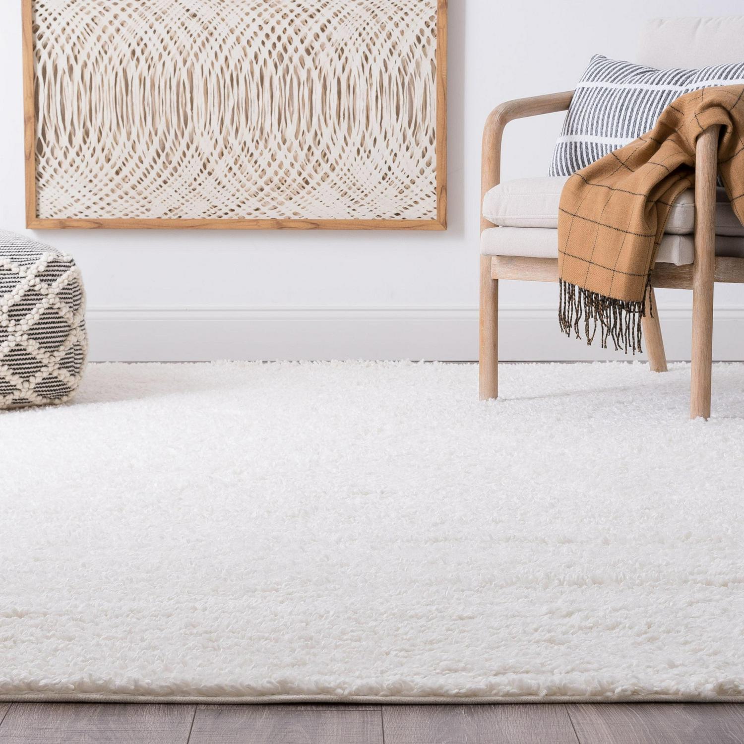 Bliss Rugs Transitional Solid Color 5'3'' x 7'3'' White Polypropylene Indoor Area Rug, 5'3'' x 7'3'' - Image 7