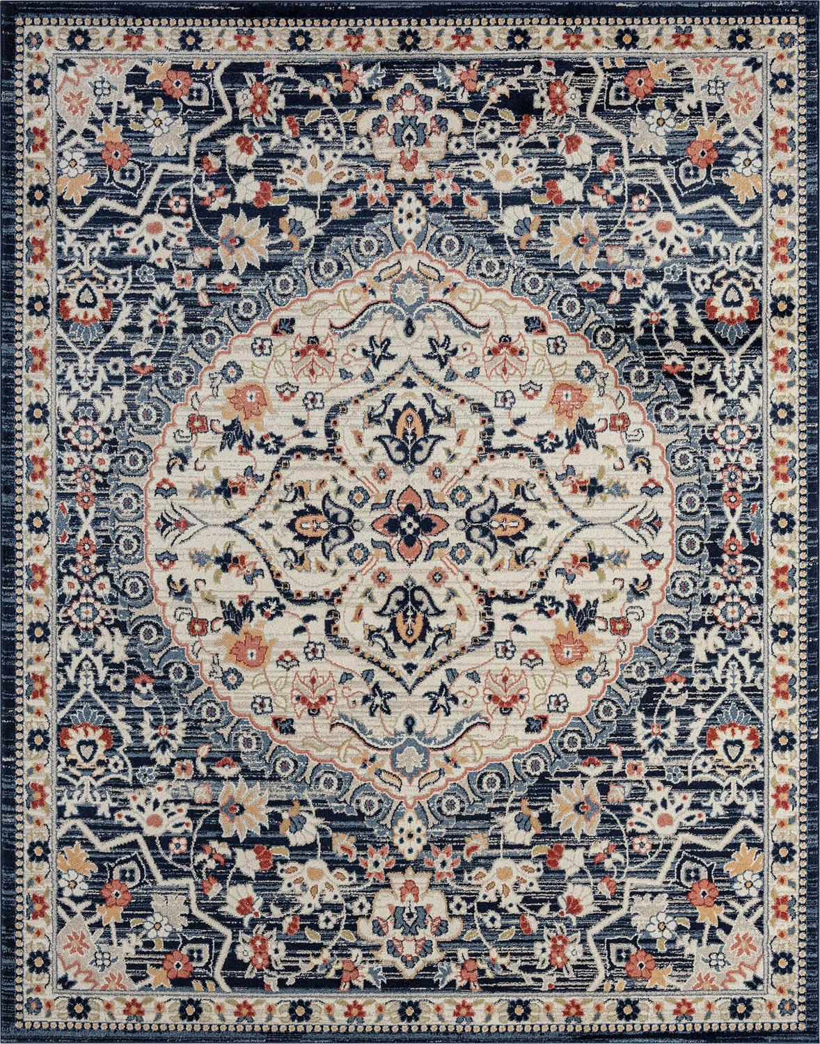 Bliss Rugs Perisan Area Rug, Medallion Indoor Rugs for Living Room, Dining Room, Bedroom | Navy, 5' x 8' (5'3''x7'3'') - Image 2