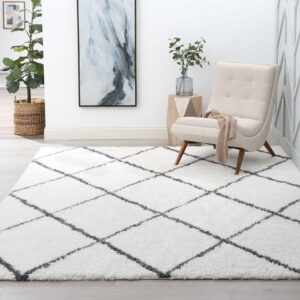 5x8 Modern White Area Rugs for Living Room | Bedroom Rug | Dining Room Rug | Indoor Entry or Entryway Rug | Kitchen Rug | Alfombras para Salas 5'3'' x 7'3''