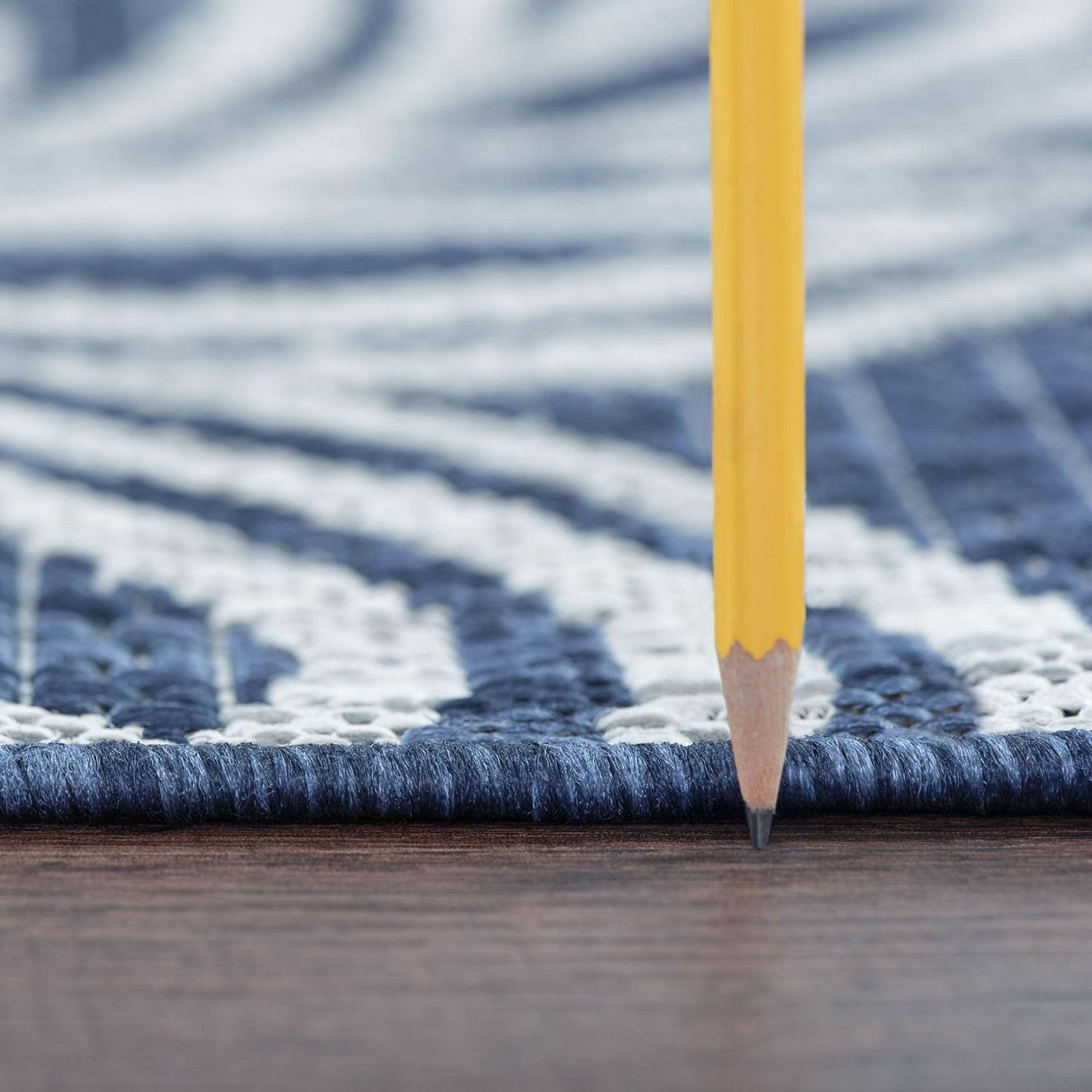 Bliss Rugs Floral Large Indoor Outdoor Area Rug for Patio, Porch, Garden | Navy and Light Gray, 5'3''x7'3'' - Image 3