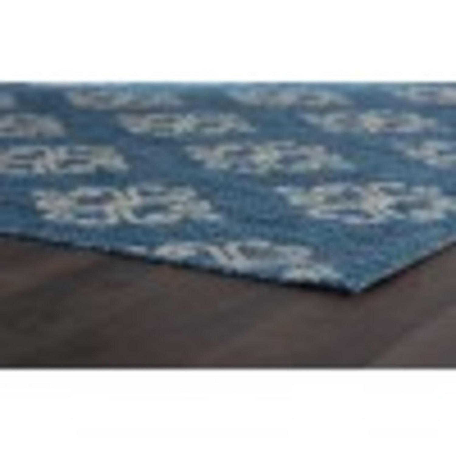 Veranda Transitional 5' x 7' Indigo and Light Gray Polypropylene Outdoor Area Rug - Image 4