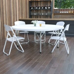 72'' Round Bi-Fold Granite White Plastic Folding Table