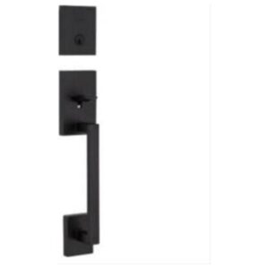 Kwikset 818SCExHFL, Matte Black CP San Clemente Handleset with Halifax