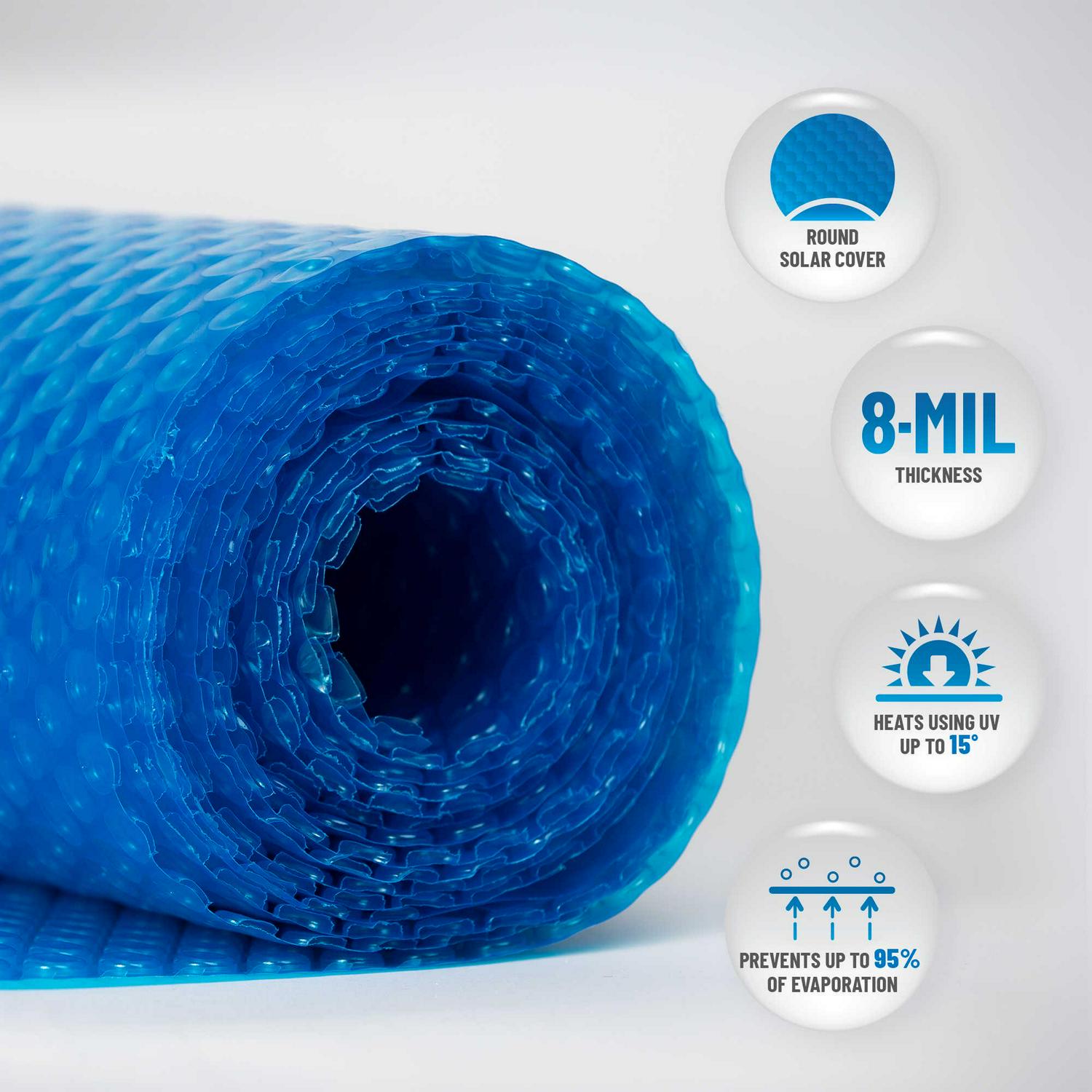 8-mil Solar Blanket for 12-ft Round Above-Ground Pools - Blue Cover with UV-Resistant Thermal Bubbles - Image 4
