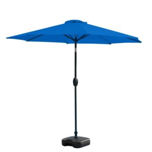 9 ft Tilt and Crank Patio Table Umbrella With Square Base, Royal Blue