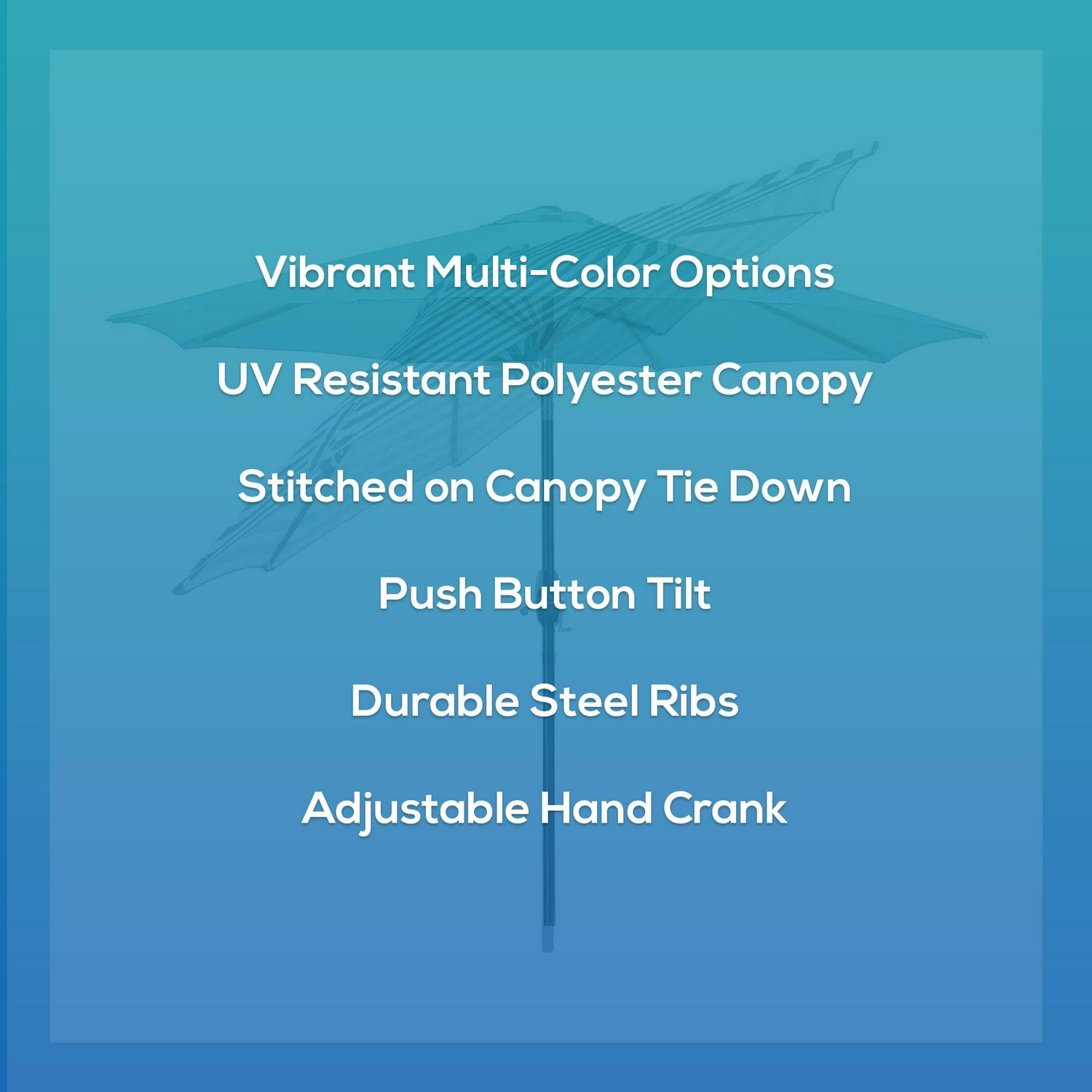 9 ft Tilt and Crank Patio Table Umbrella With Square Base, Royal Blue - Image 2