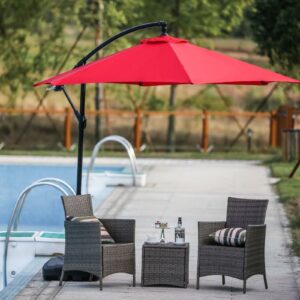 9' ft. feet Outdoor Patio Cantilever Umbrella - Red