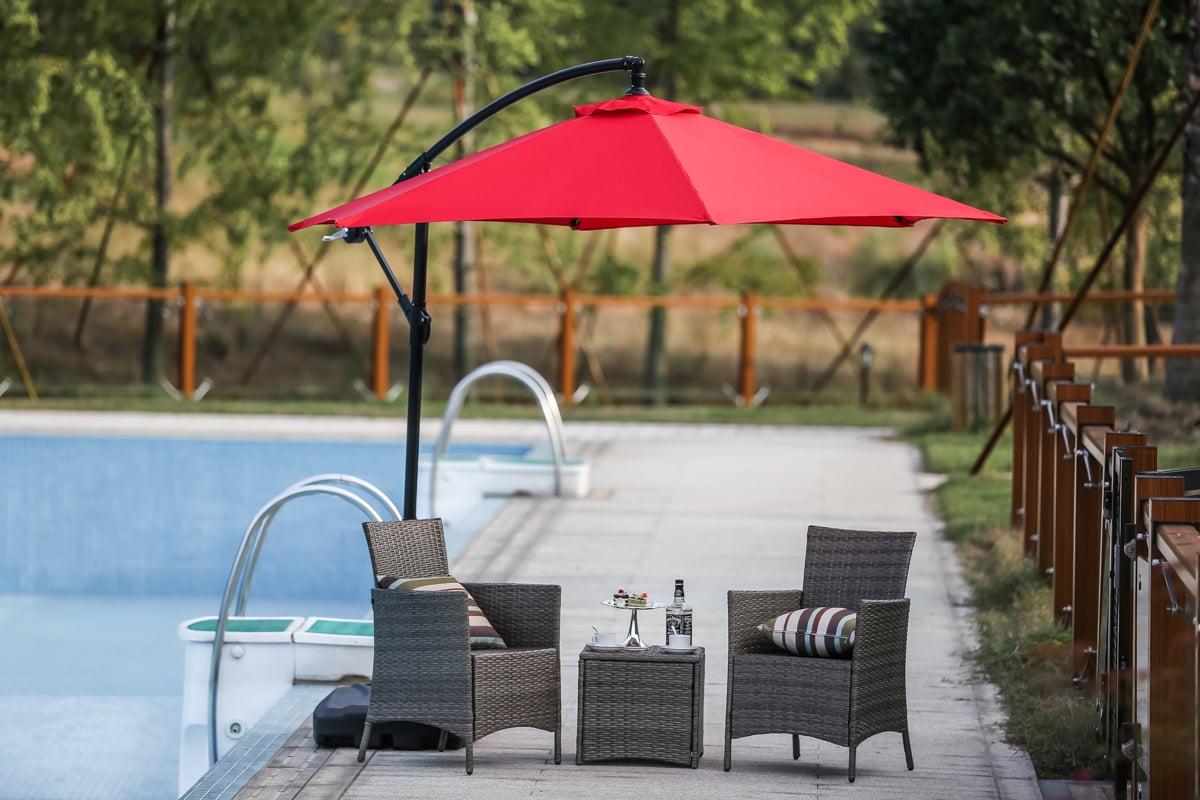 9' ft. feet Outdoor Patio Cantilever Umbrella - Red