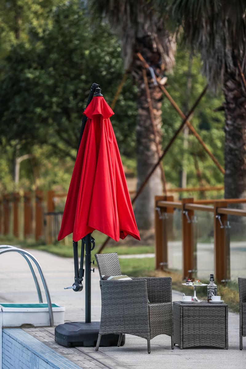 9' ft. feet Outdoor Patio Cantilever Umbrella - Red - Image 7