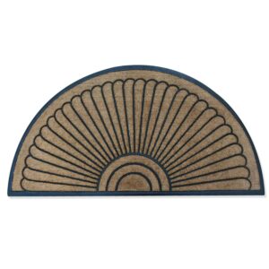 A1HC 36"x72" Extra Large Natural Coir & Rubber Sunburst Half-Round Door Mat, Heavy-Duty, Low-Pile, Durable Outdoor Welcome Mat