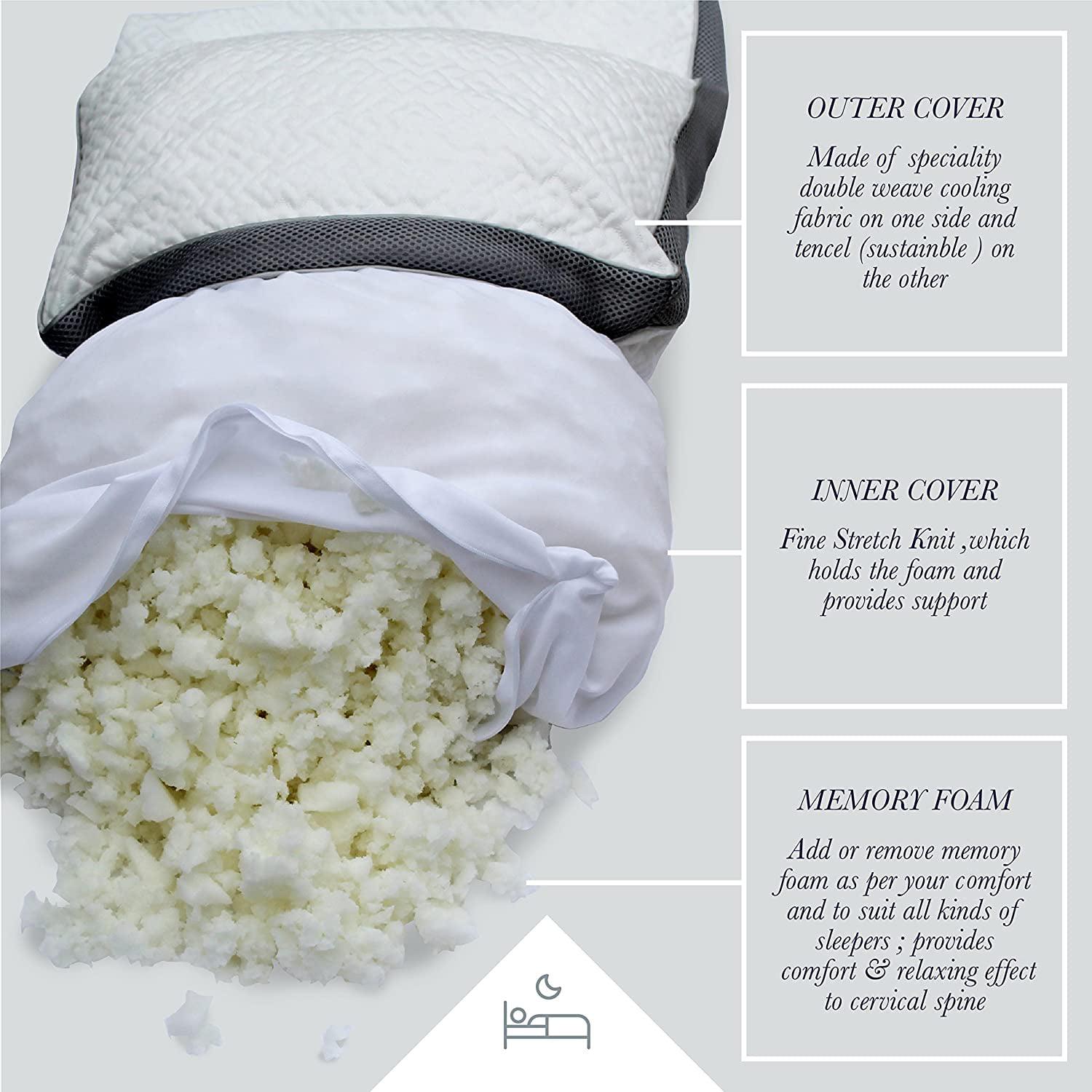 A1HC Gusset Shredded Memory Foam Cooling Pillow, Standard (20"X26") - Image 4