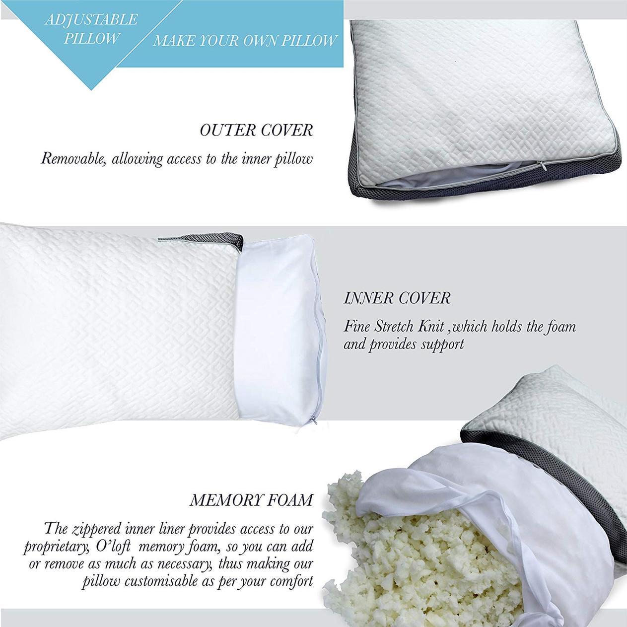 A1HC Gusset Shredded Memory Foam Cooling Pillow, Standard (20"X26") - Image 5