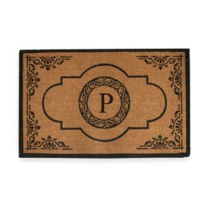 A1HC 36"x72" Natural Coir Monogrammed Doormat with PVC Backing, Heavy Duty Anti-Shed Front Door Mat, Easy to Clean Entry Rug