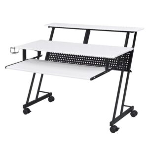 ACME Suitor Wooden Top Music Recording Studio Desk in White and Black
