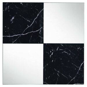 ACME Angwin Wall Accent Mirror in Mirrored and Black Faux Marble