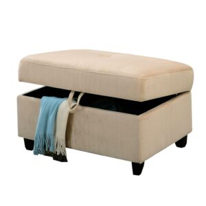 Acme Furniture Belville Beige Velvet Ottoman with Storage