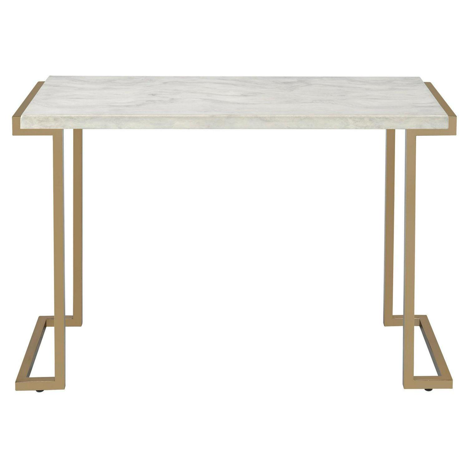 ACME Boice II Rectangular Faux Marble Top Console Table in Champagne Beige - Image 2