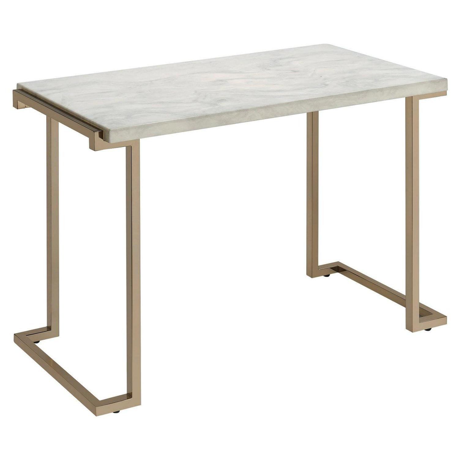 ACME Boice II Rectangular Faux Marble Top Console Table in Champagne Beige - Image 5