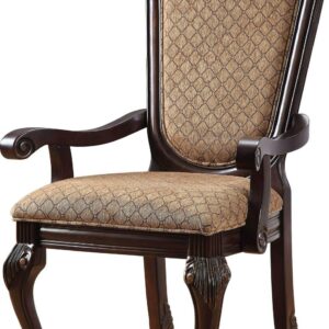 ACME Chateau De Ville Traditional Arm Chair (Set-2), Espresso fabric