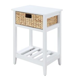 ACME Chinu Rectangular Accent Table in White and Nature