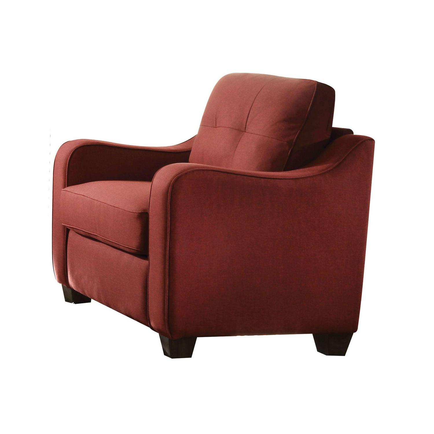 ACME Cleavon II Linen Fabric Tufted Accent Chair in Red