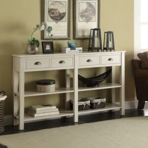 ACME Galileo Storage Console Table with 2 Shelves in Cream
