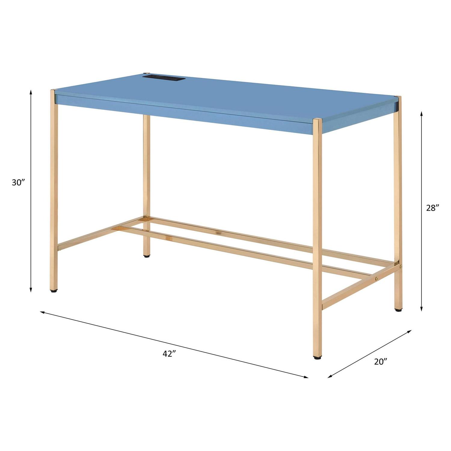 ACME Midriaks Writing Desk with USB Port in Navy Blue and Gold - Image 8