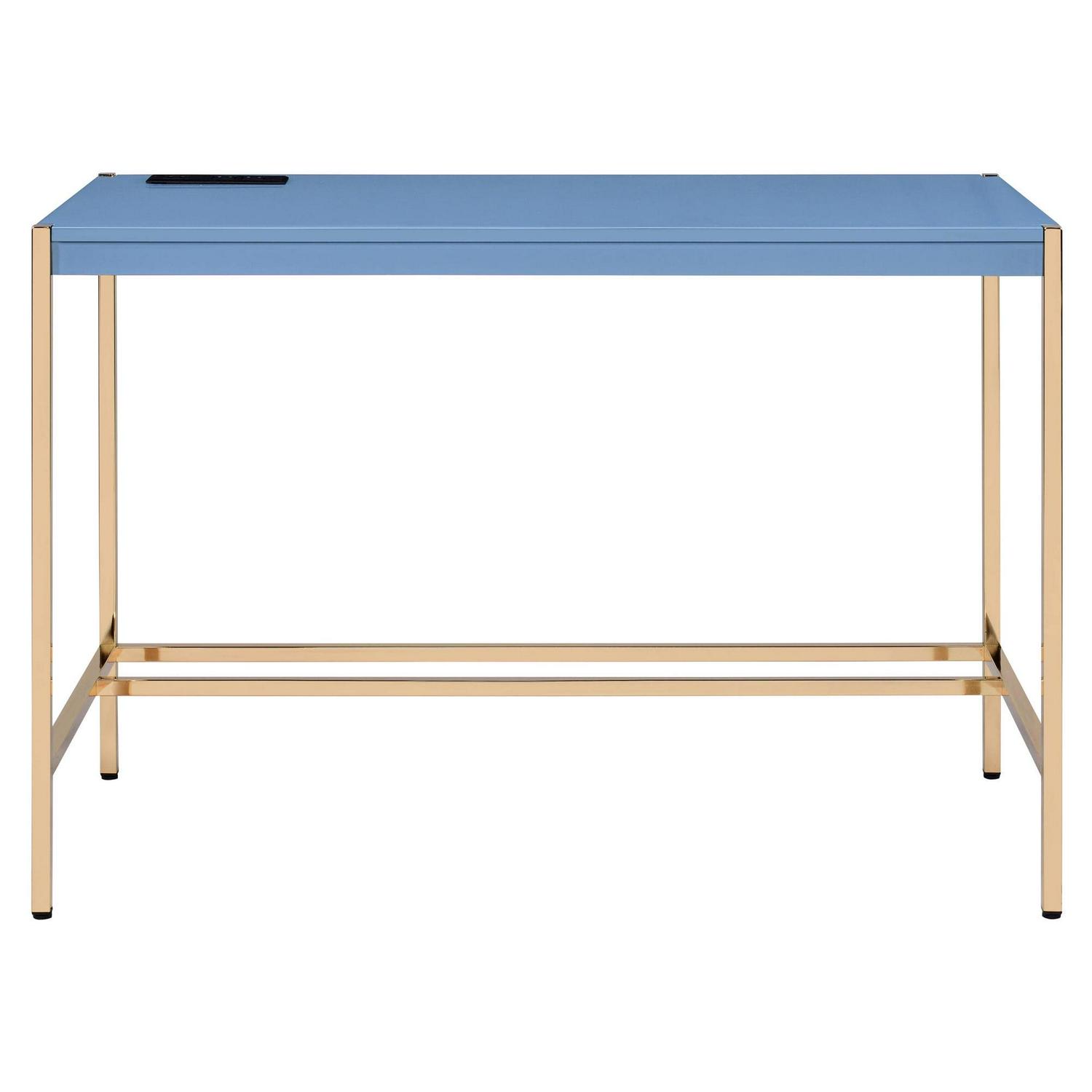 ACME Midriaks Writing Desk with USB Port in Navy Blue and Gold - Image 2