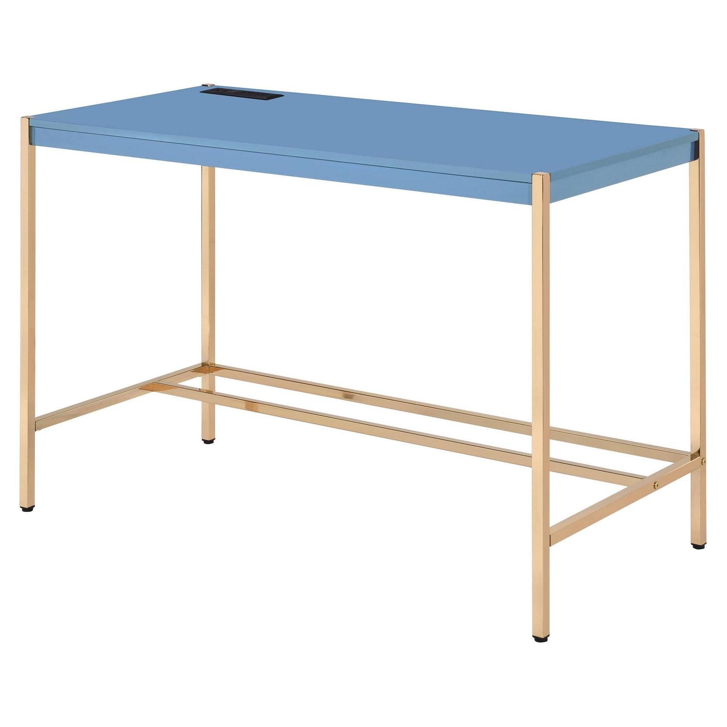 ACME Midriaks Writing Desk with USB Port in Navy Blue and Gold