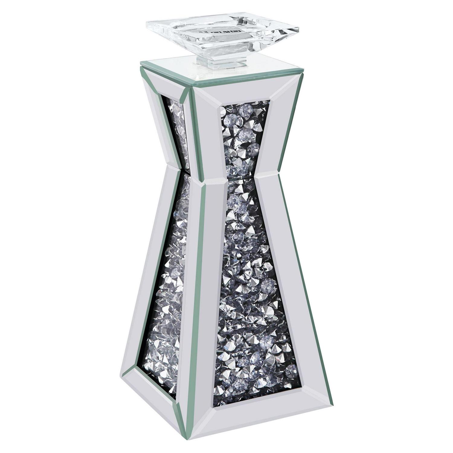ACME Noralie Accent Candleholder in Mirrored and Faux Stones