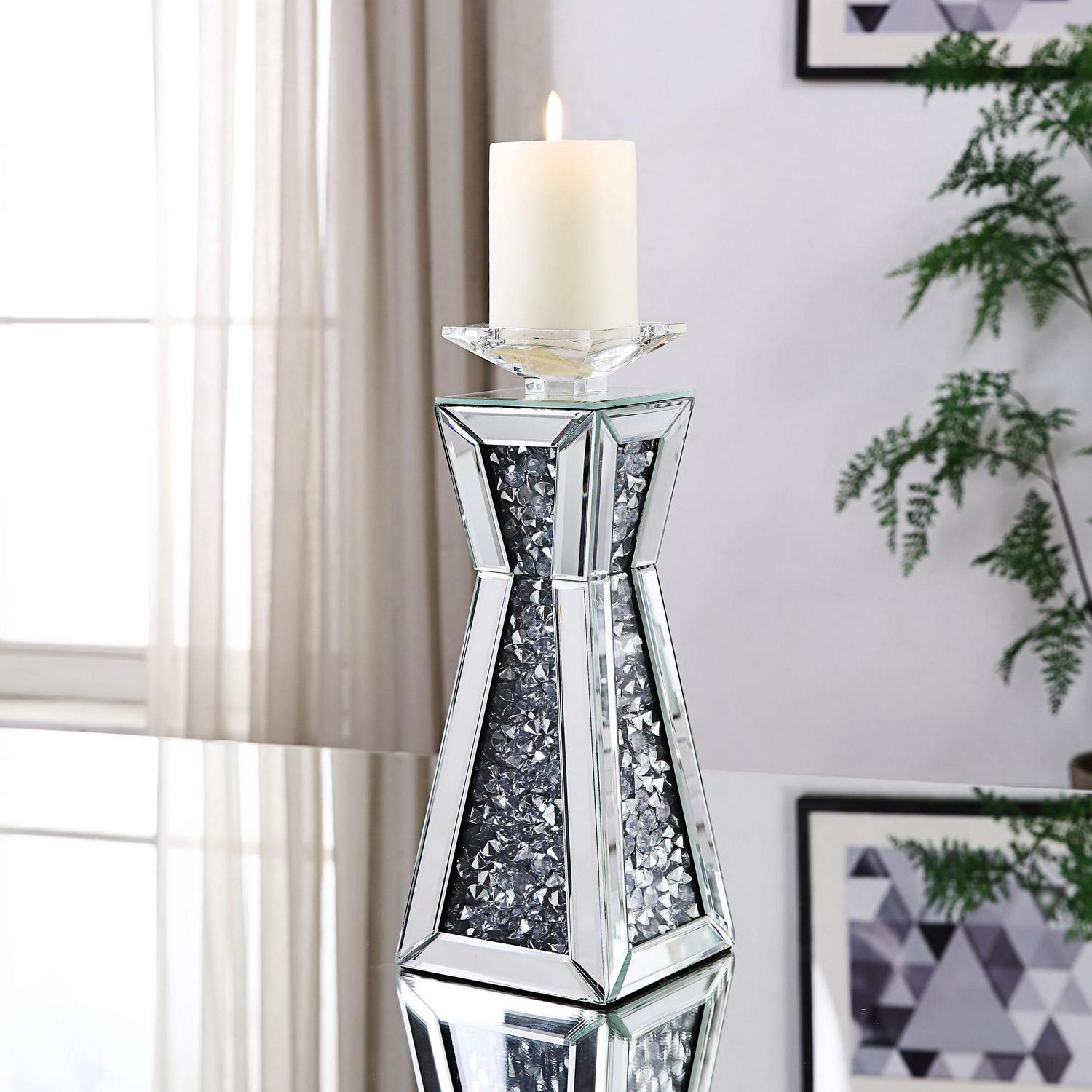 ACME Noralie Accent Candleholder in Mirrored and Faux Stones - Image 3
