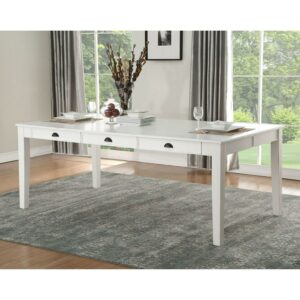 ACME Renske 6 Storage Drawers Dining Table in Antique White
