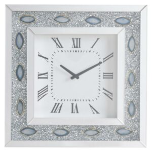 ACME Sonia Wall Clock in Mirrored and Faux Agate