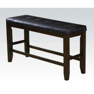 Acme Furniture Urbana Counter Height Bench, Black PU & Espresso
