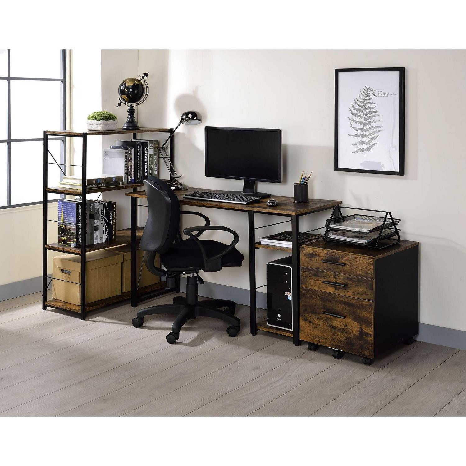 ACME Vadna Writing Desk in Weathered Oak and Black - Image 4