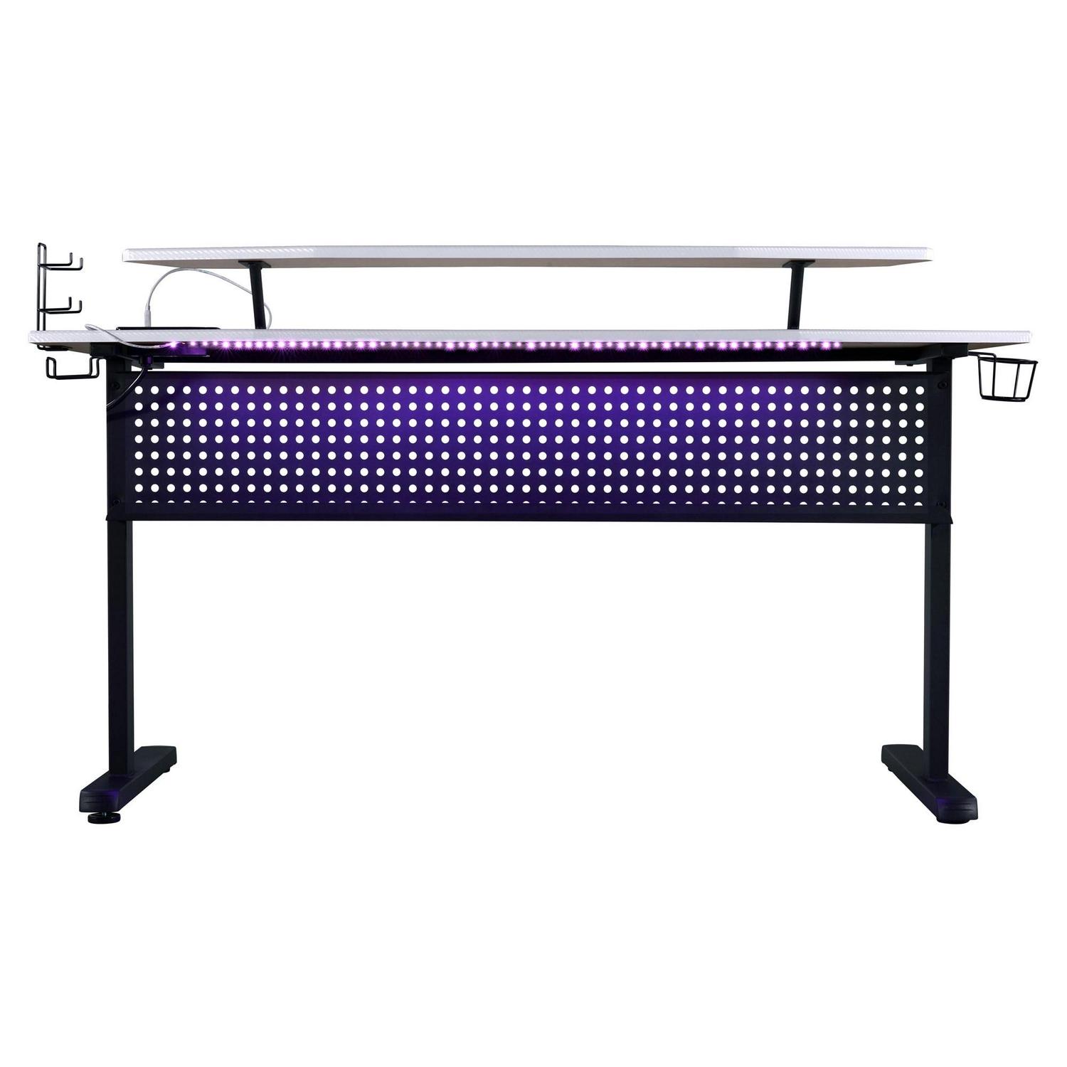 ACME Vildre Gaming Table with USB Port in Black and White - Image 4