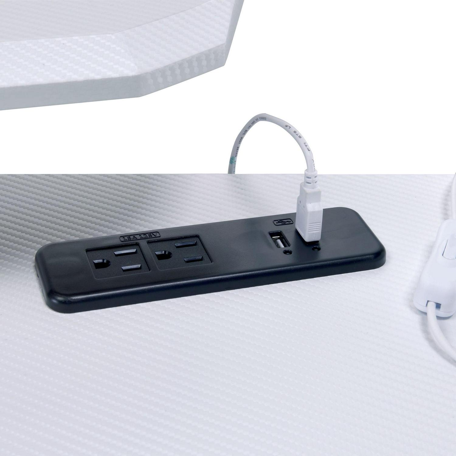 ACME Vildre Gaming Table with USB Port in Black and White - Image 6