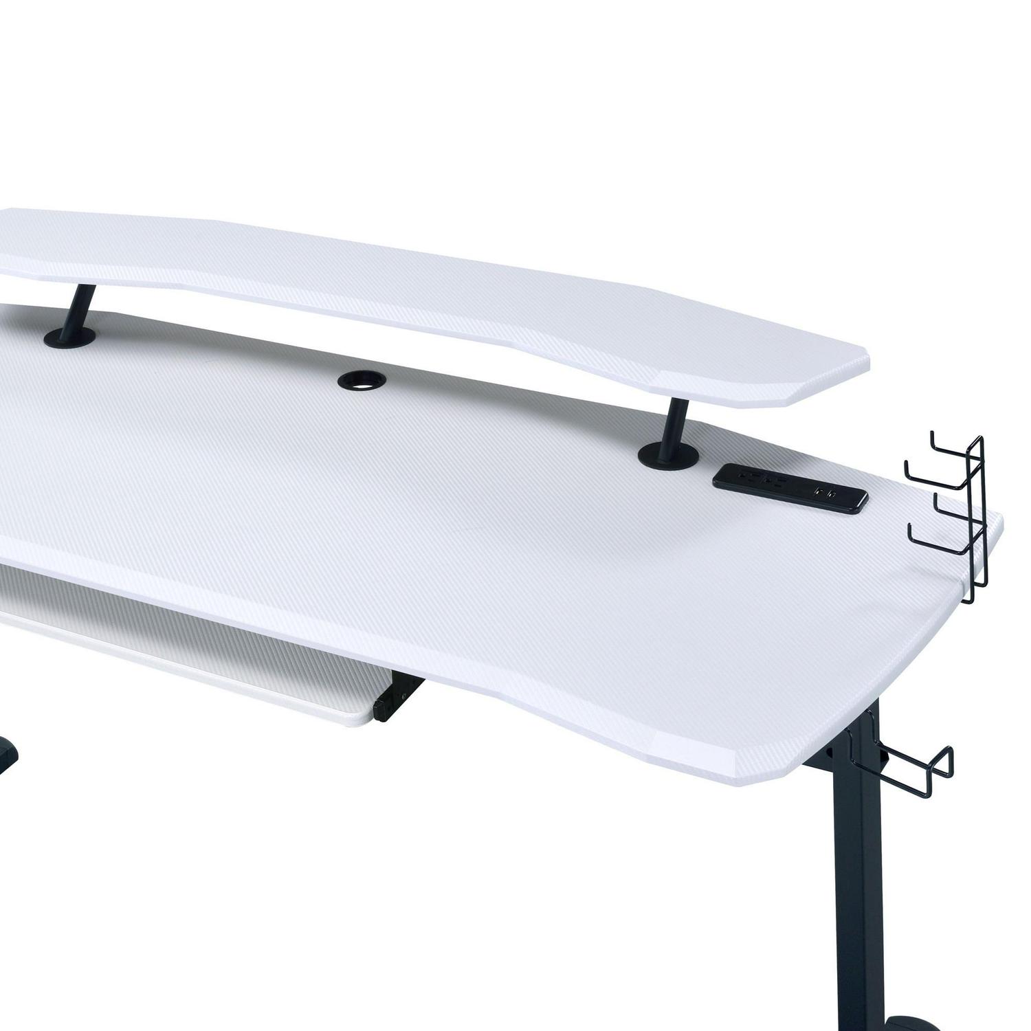 ACME Vildre Gaming Table with USB Port in Black and White - Image 5