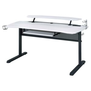 ACME Vildre Gaming Table with USB Port in Black and White