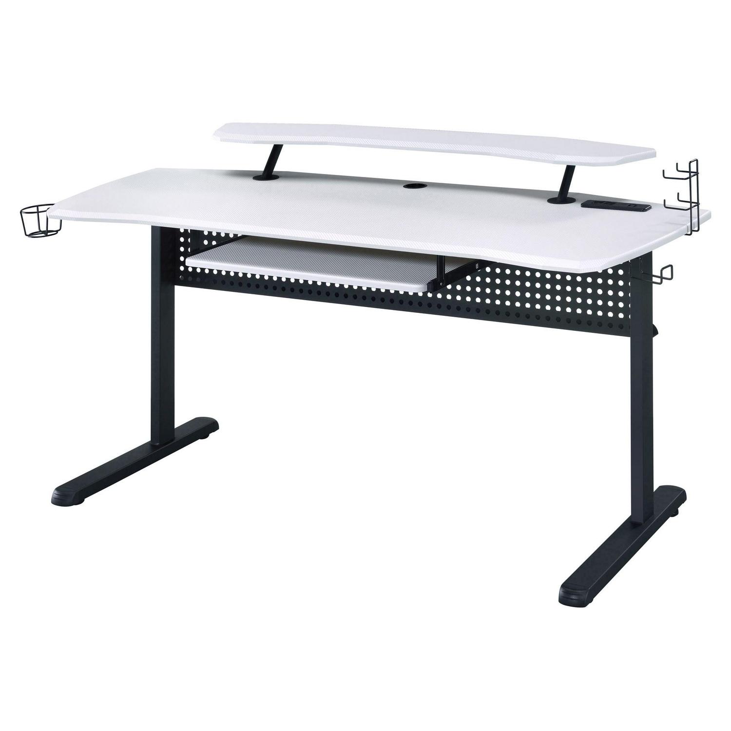 ACME Vildre Gaming Table with USB Port in Black and White