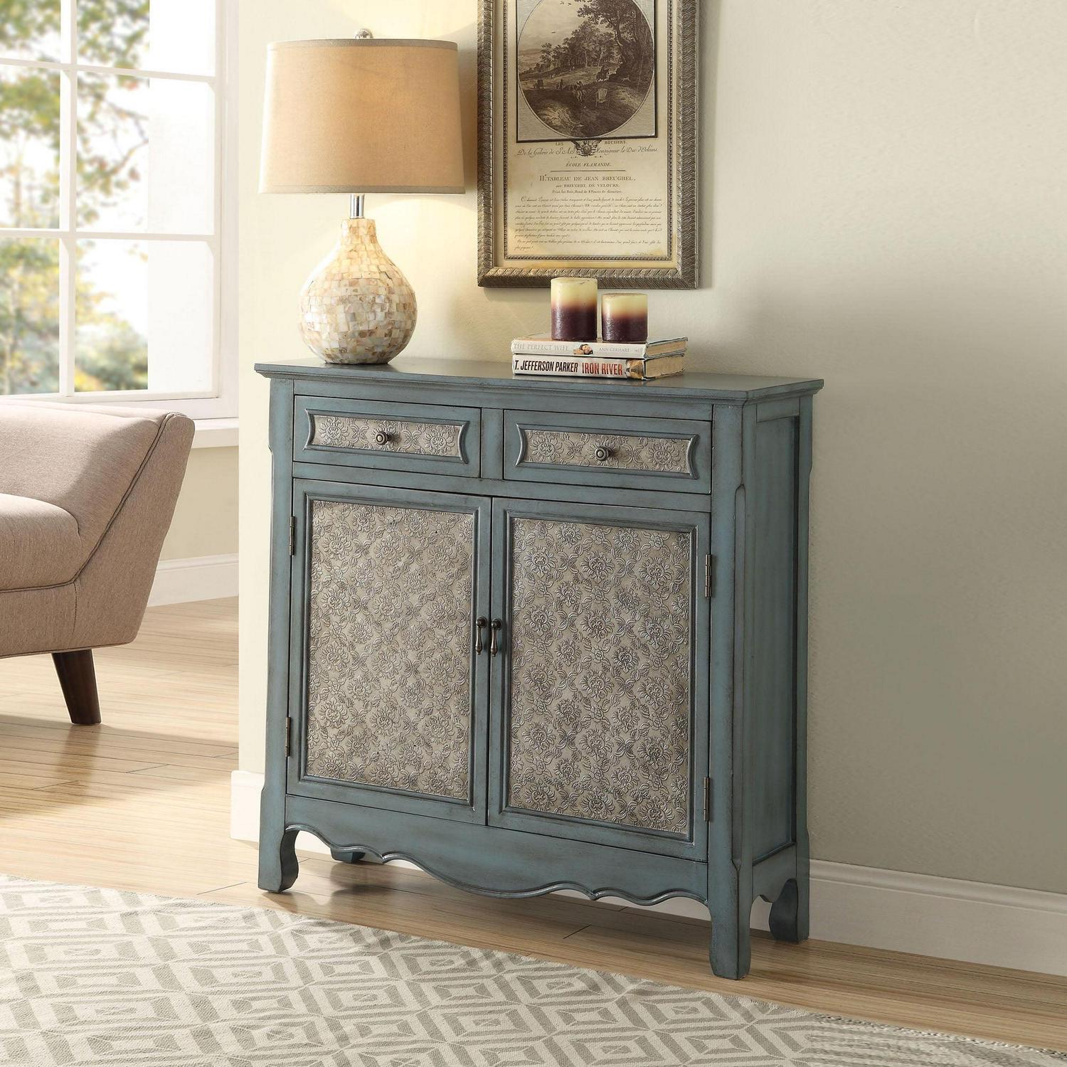 ACME Winchell Rectangular Console Table in Antique Blue - Image 2