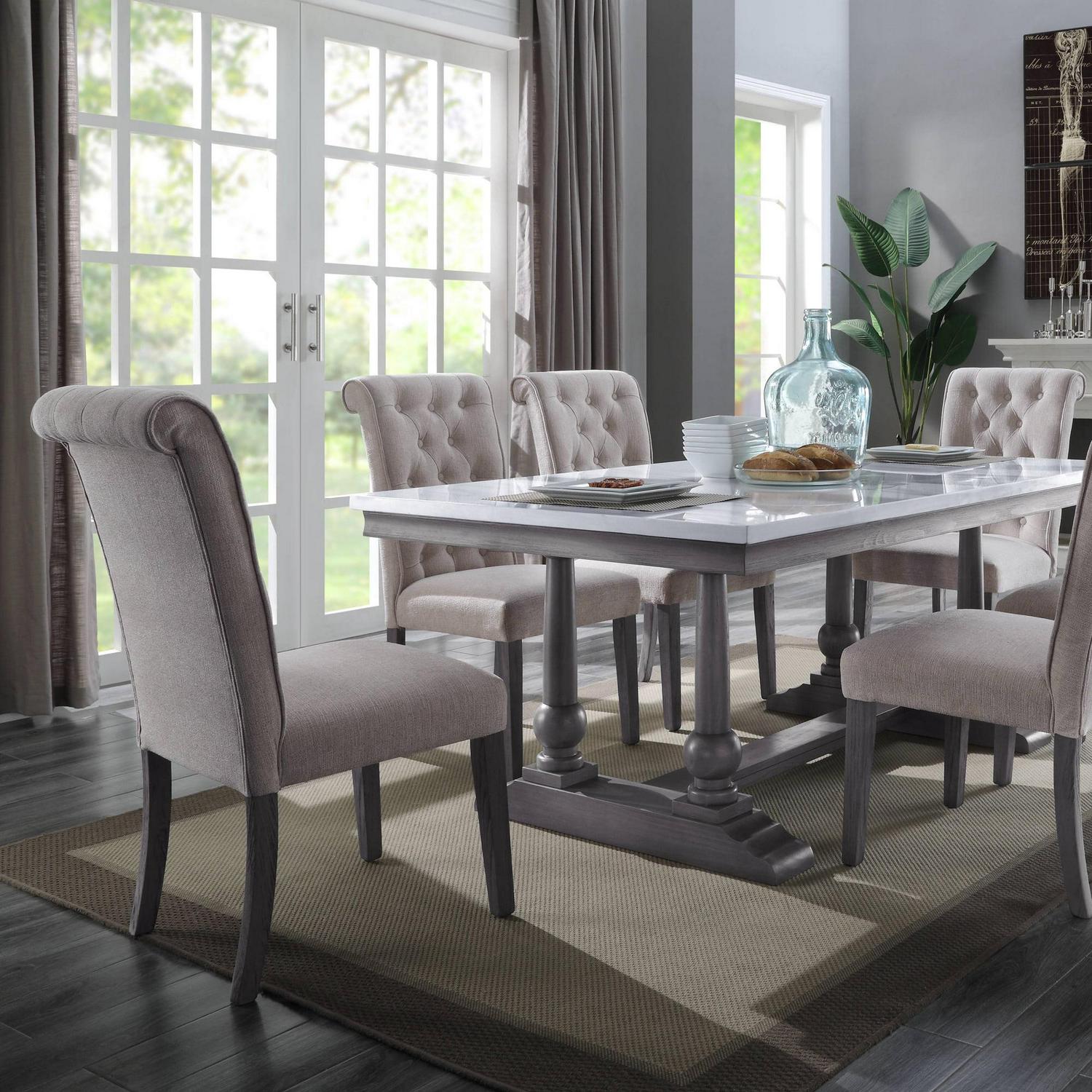 ACME Yabeina Side Chair in Beige and Gray (Set of 2) - Image 7