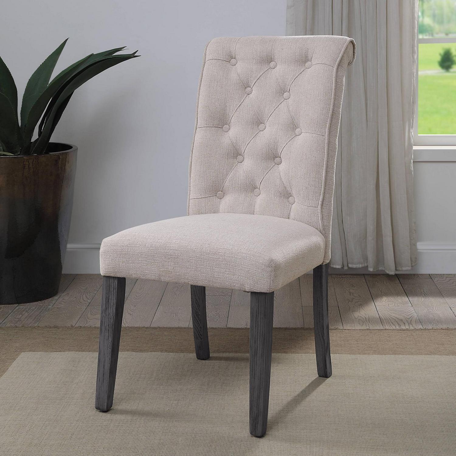 ACME Yabeina Side Chair in Beige and Gray (Set of 2) - Image 5