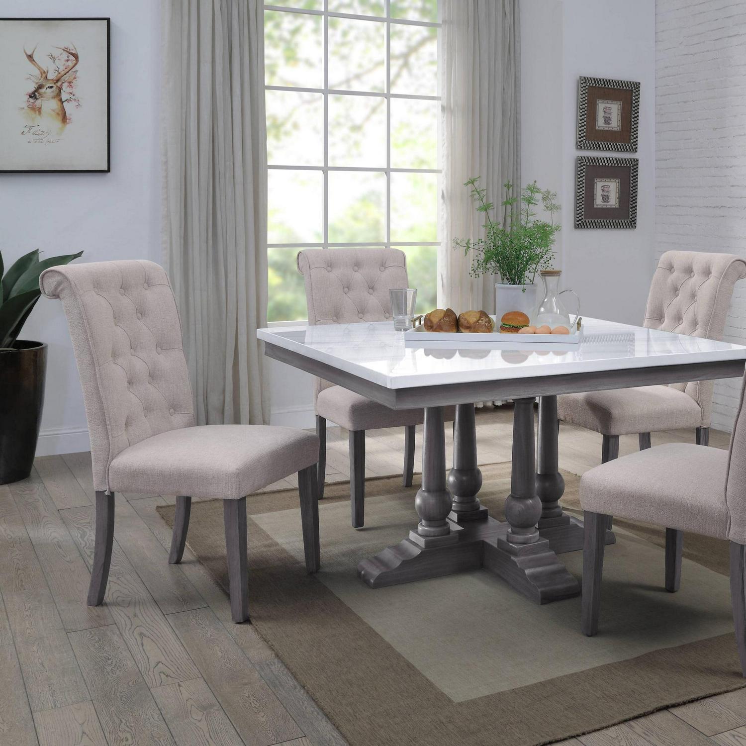 ACME Yabeina Side Chair in Beige and Gray (Set of 2) - Image 6