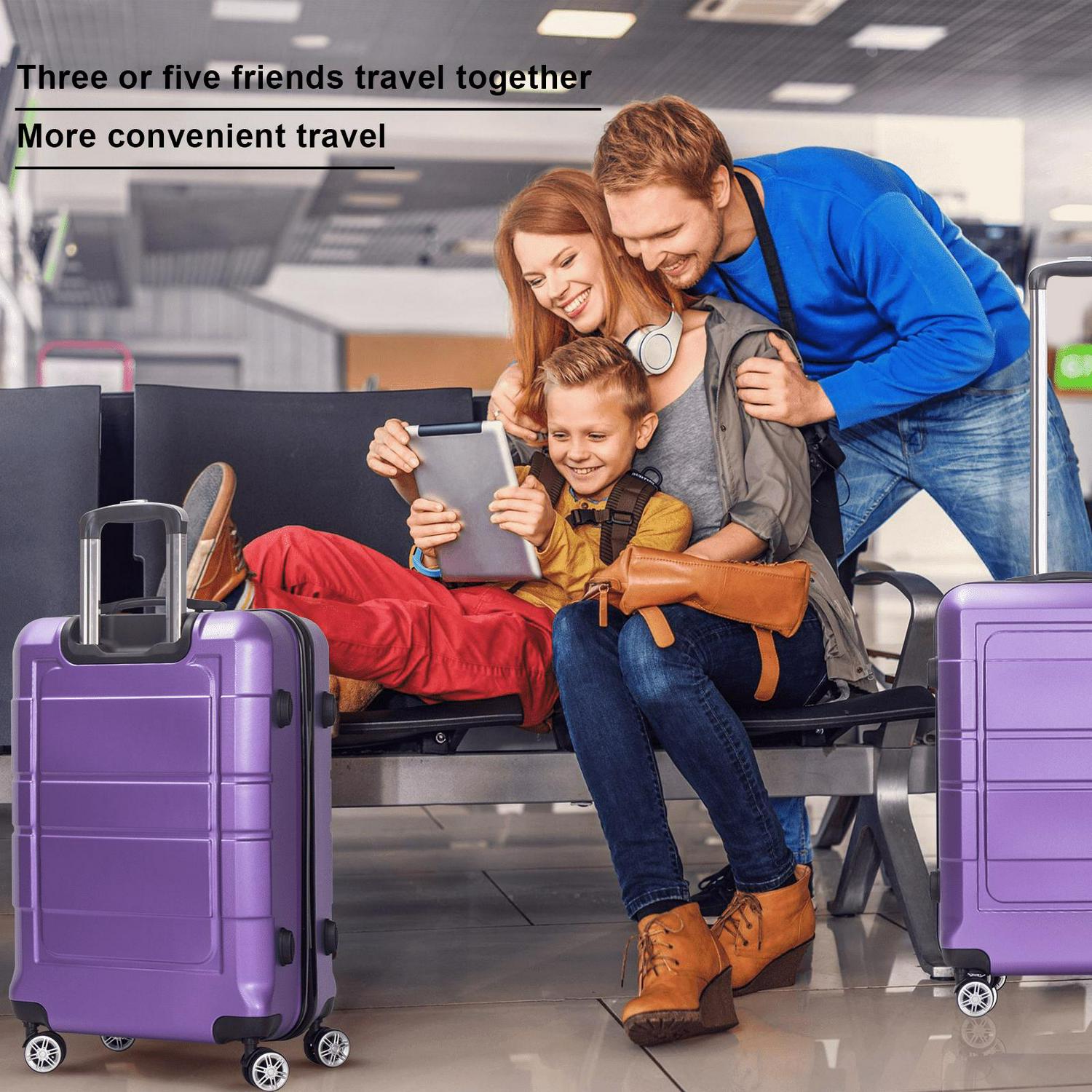 AEDILYS 3 Piece Luggage Sets, ABS Hardside Suitcase Set, TSA Lock, Purple - Image 5