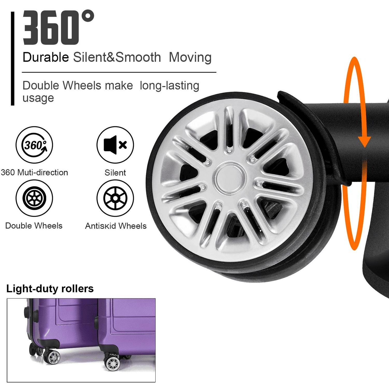 AEDILYS 3 Piece Luggage Sets, ABS Hardside Suitcase Set, TSA Lock, Purple - Image 4