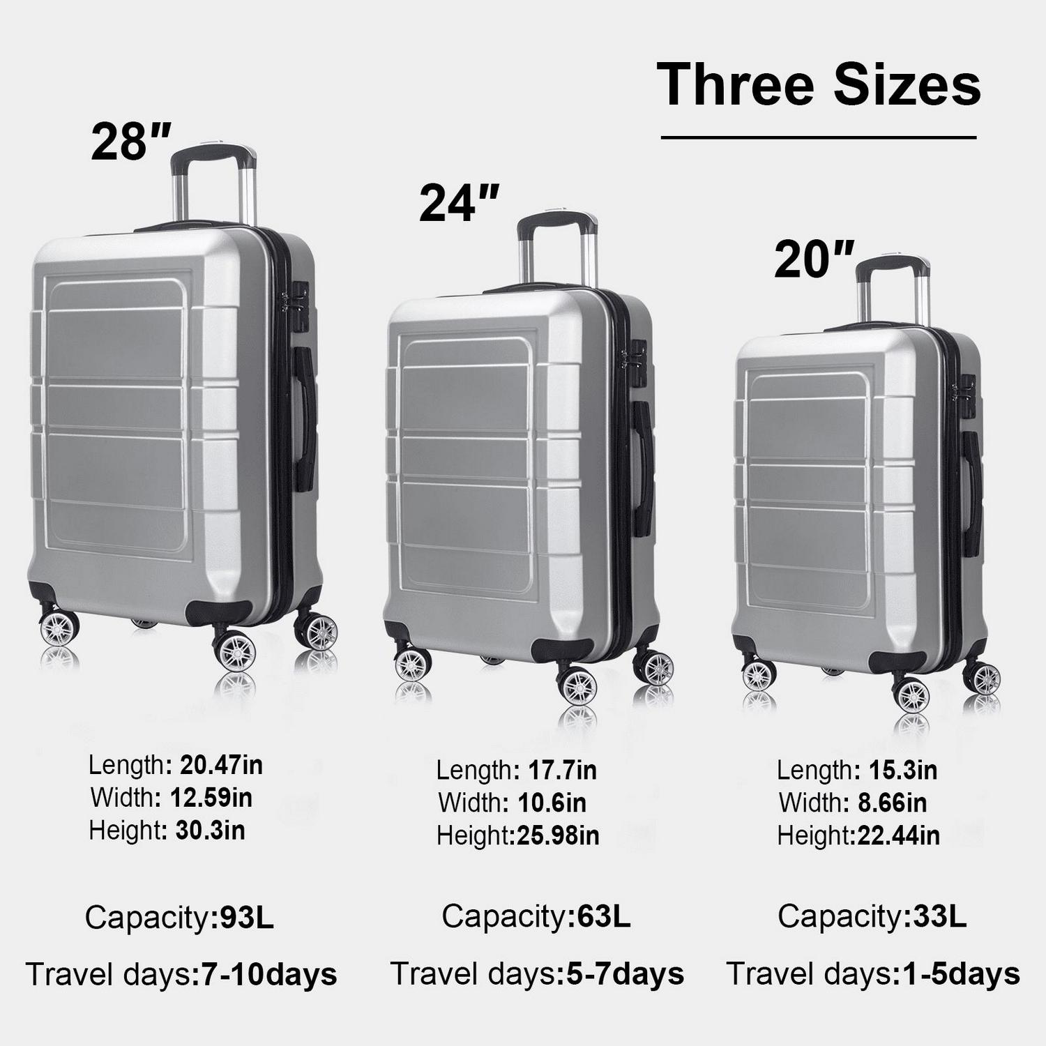 AEDILYS 3 Piece Suitcase Luggage Set - Silver - Image 2