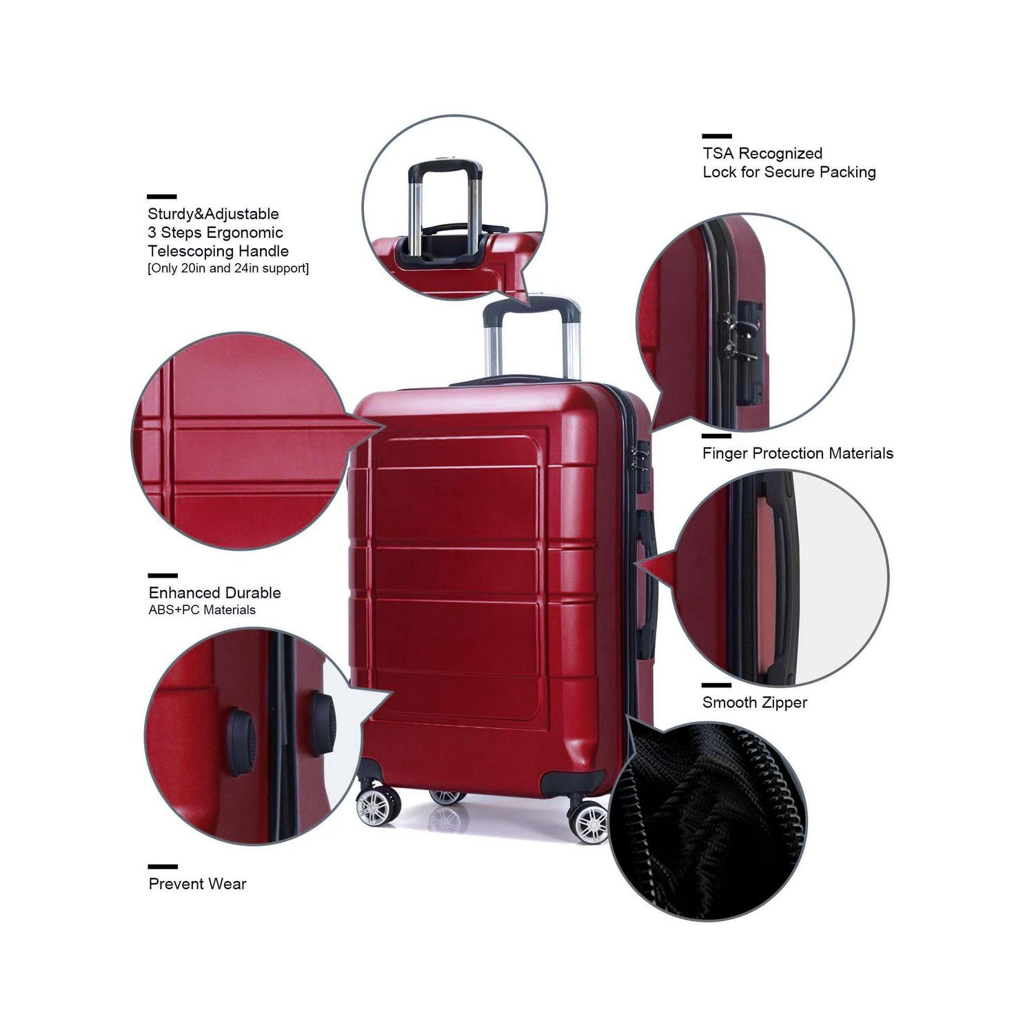 AEDILYS 3 Piece Suitcase Luggage Set - Red - Image 3