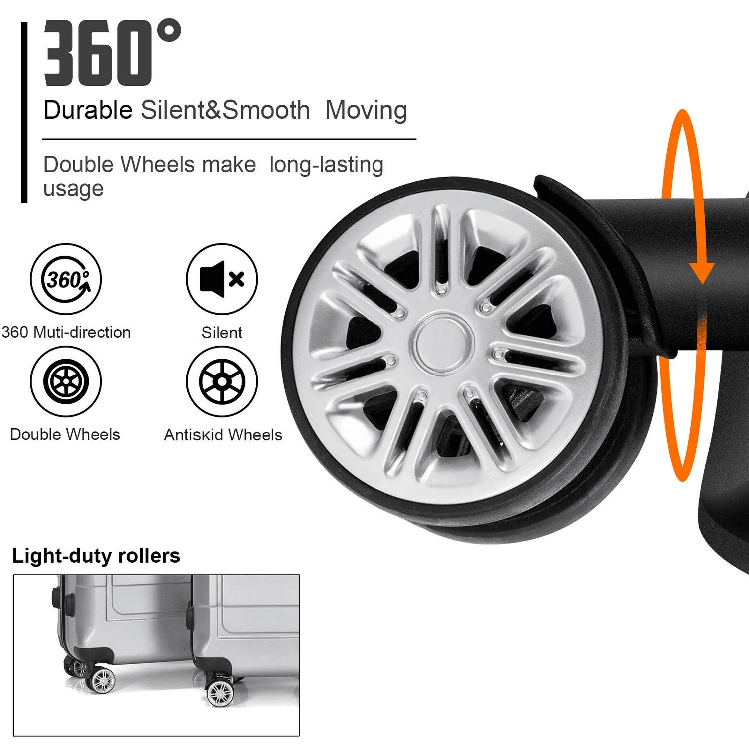 AEDILYS 3 Piece Suitcase Luggage Set - Silver - Image 5